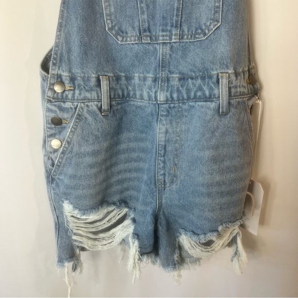 Nature Denim Veronica Overalls 100% cotton ripped Jean short overalls size:M - Picture 8 of 17